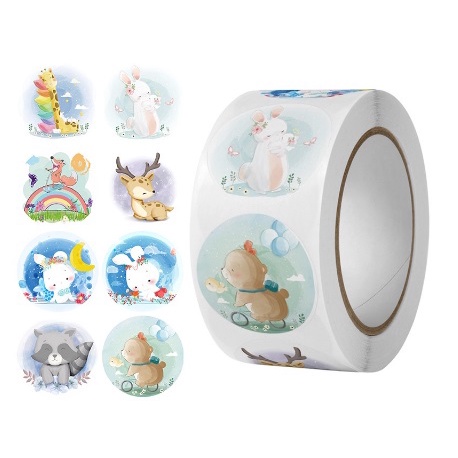 5 pcs stiker reward Lucu kartun Imlek Thank you Chinese Wedding