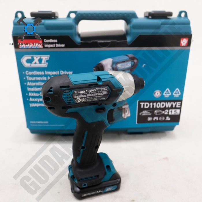 Impact Driver CORDLESS TD110DWYE MAKITA / Mesin Bor Obeng Tangan Otomatis BATERAI 12Volt TD 110 DWYE MAKITA