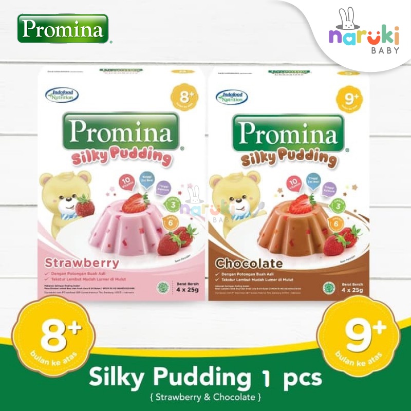 Promina Silky Pudding Strawberry Coklat 100gr Cemilan Bayi Snack Anak