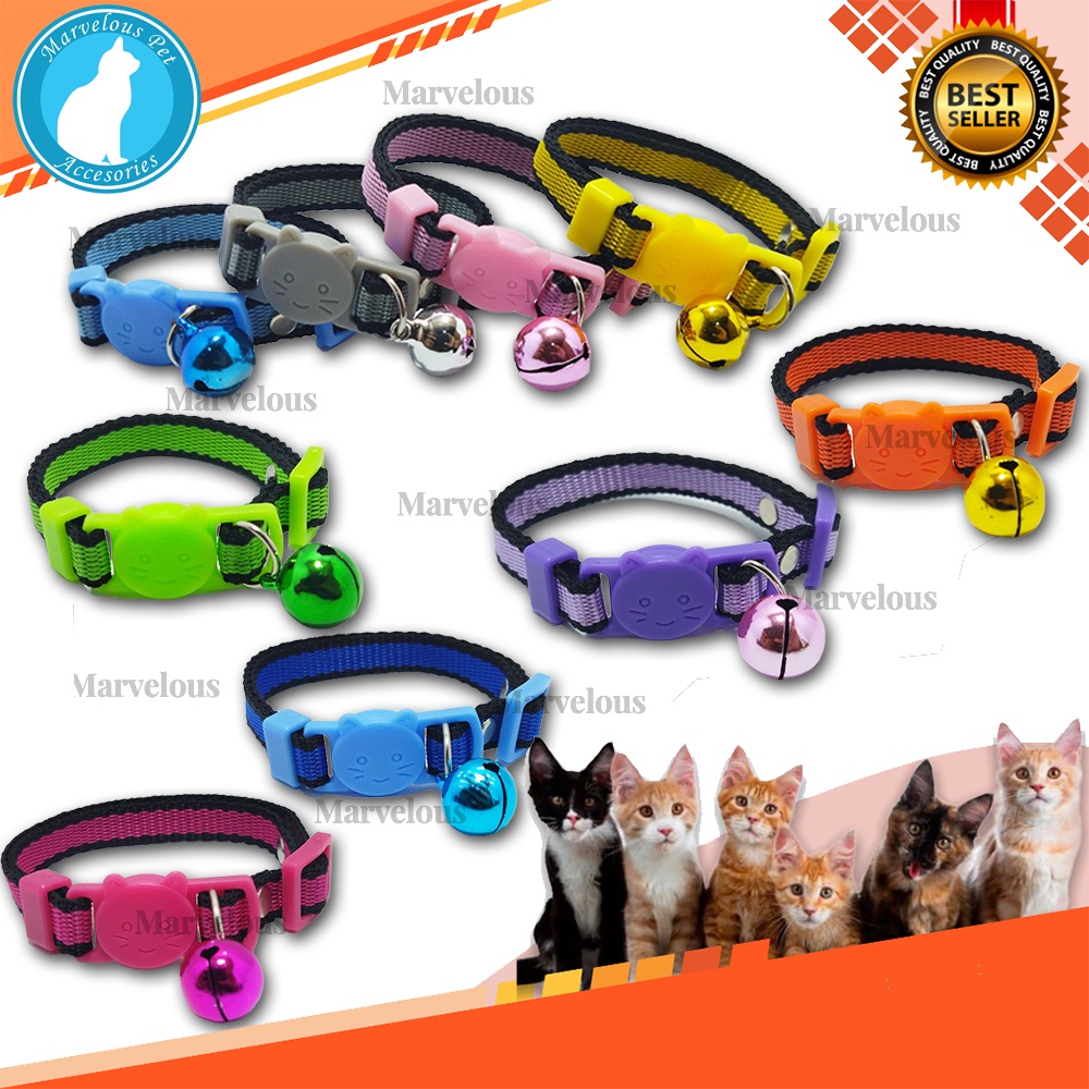 Kalung Kucing Murah Motif Garis Besar Lonceng 14 mm