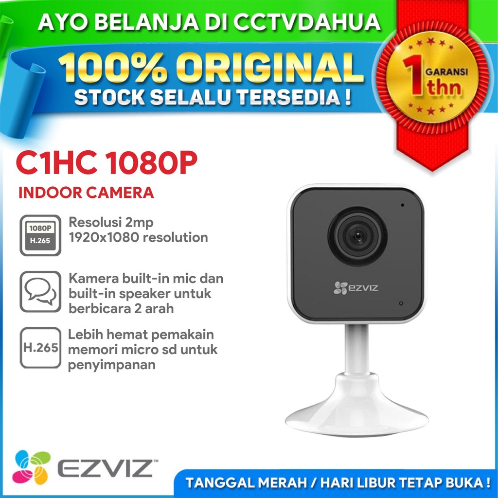 EZVIZ C1HC WIRELESS IP CAM 1080P H.265 INDOOR SMART IR FOR NIGHT VISION / GARANSI RESMI 1 TAHUN