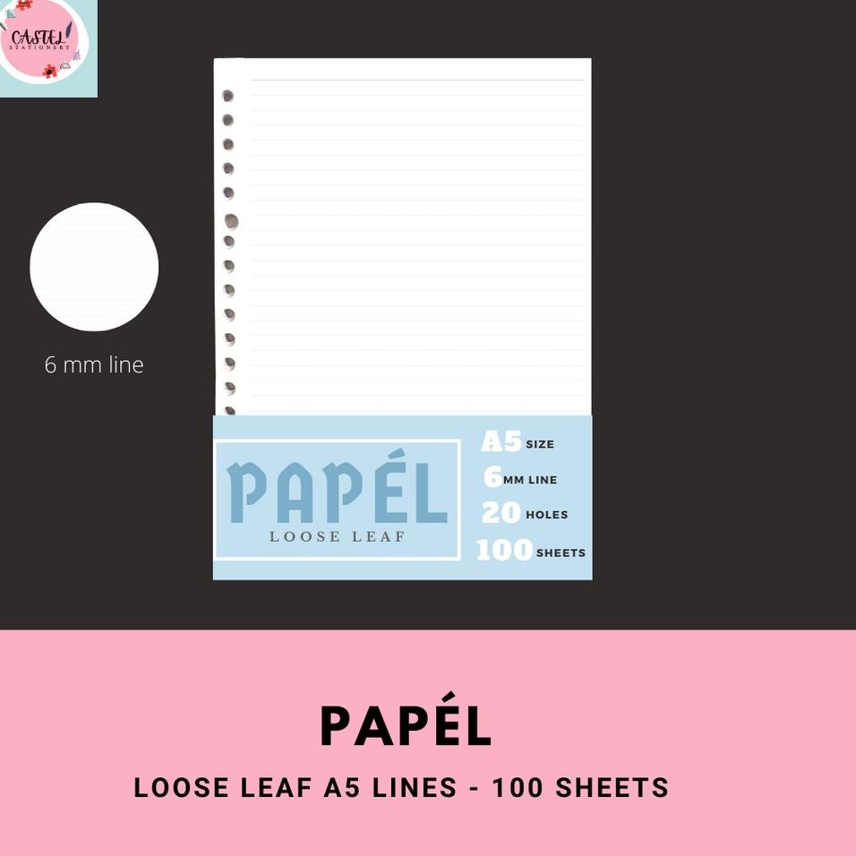 

P91 Papel Loose Leaf A5 Polos, Grid, Dotted, Ruled 100 lembar READY デ