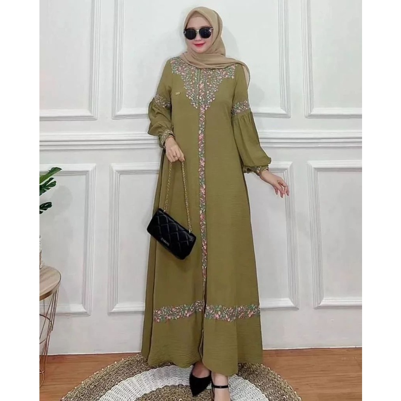 Baju Busana Muslim Gamis Remaja Kekinian Korean Style Lebaran Terbaru  Husna Dress / Gamis Muslim