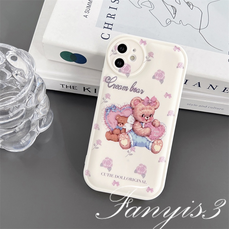 Redmi A1 10C 10A 10 9 9A 9C 9T Note 11 Pro+ 11s 11 10s 10 9s 9 8 Pro Poco X4Pro X3Pro Mi 11 Lite 11T 10TPro 12Pro Cute Cake Bear Phone Case TPU Soft Cover Pelindung