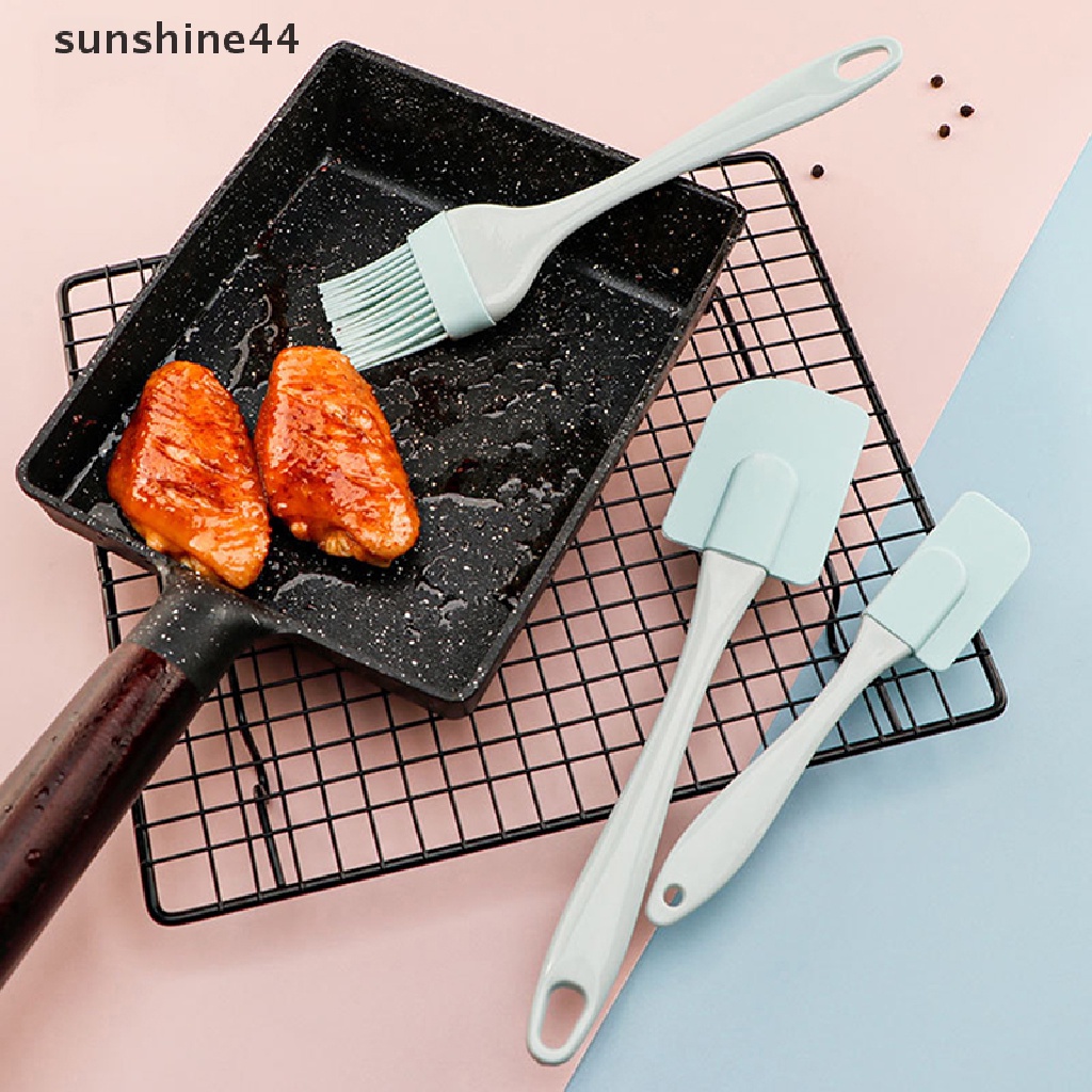 Sunshine 3Pcs/Set Silikon Scraper Baking Tools DIY Kue Butter Cream Spatula Kuas Minyak ID