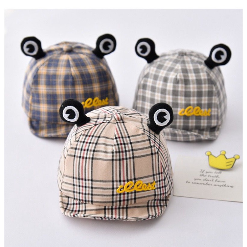 Topi baseball anak keren motif KOTAK FROG lucu untuk usia 0-2 tahun import