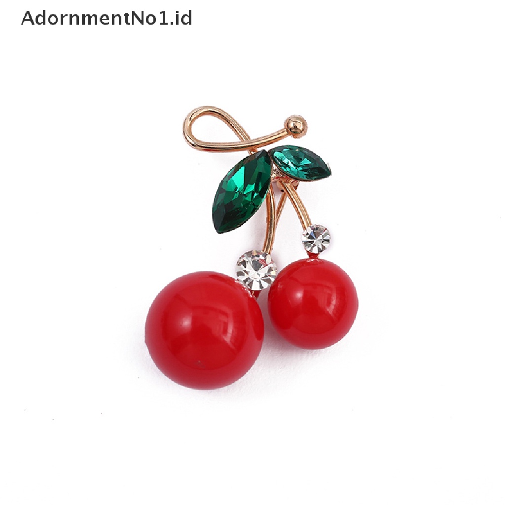 [AdornmentNo1] 1pc Bros Buah Cherry Merah Bros Korsase Dekorasi Aksesoris Pin Perempuan [ID]