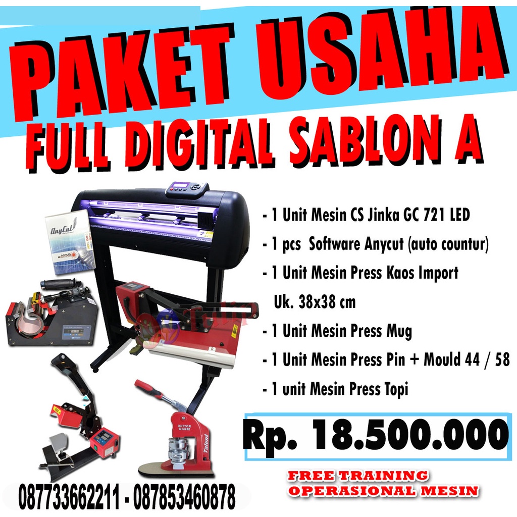 PAKET USAHA FULL DIGITAL SABLON / MESIN PERCETAKAN SABLON DIGITAL / MESIN PRESS KAOS DIGITAL / MESIN