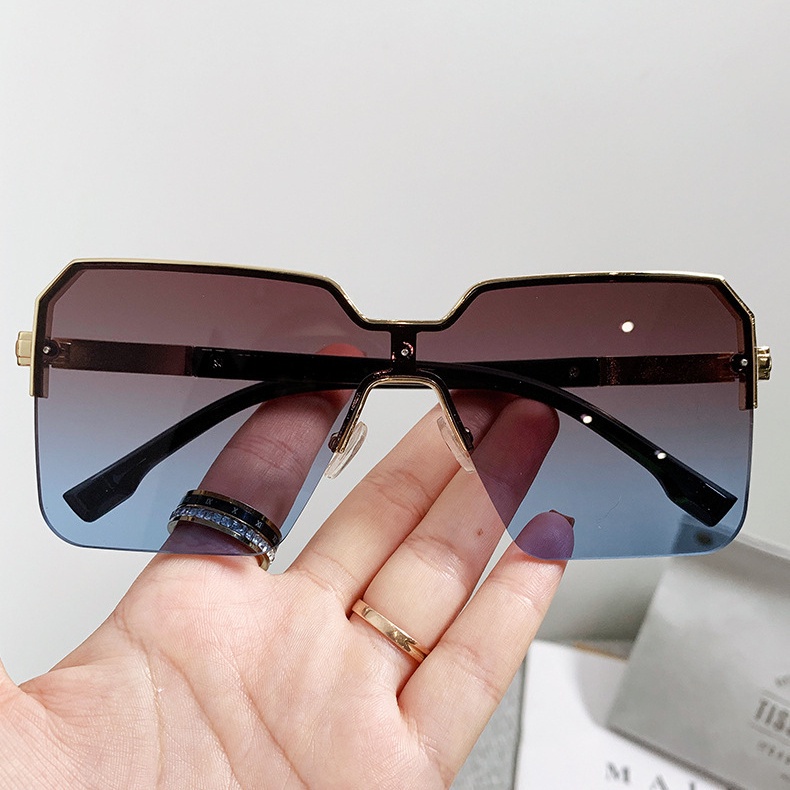 Kacamata Fashion One-piece Sunglasses Kacamata Logam Persegi Eropa Dan Amerika