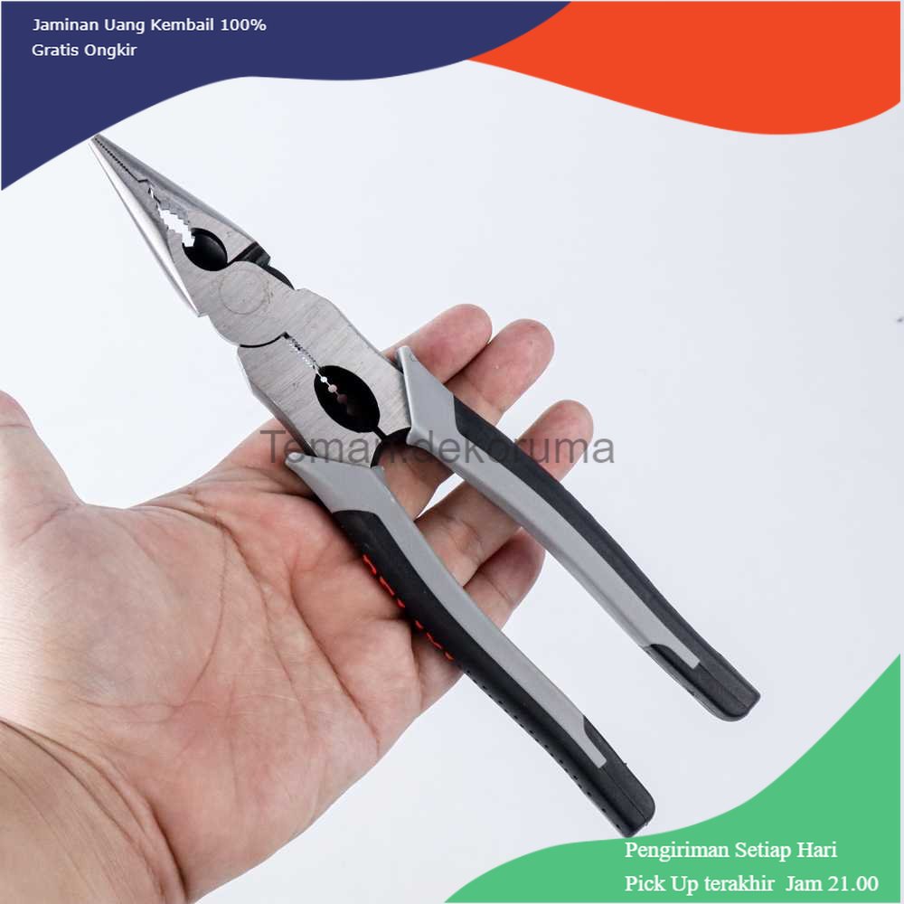 TD - HTA DELIXI Tang Pemotong Kawat CRV Multifungsi Needle Plier 9 inch - 2107