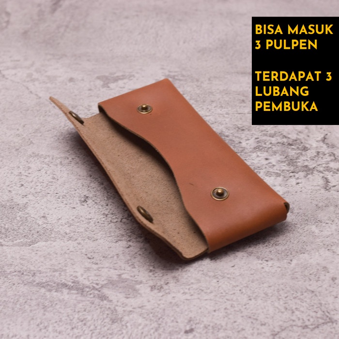 

sarung tempat pulpen pensil dari kulit sapi asli leather pencase vol 1