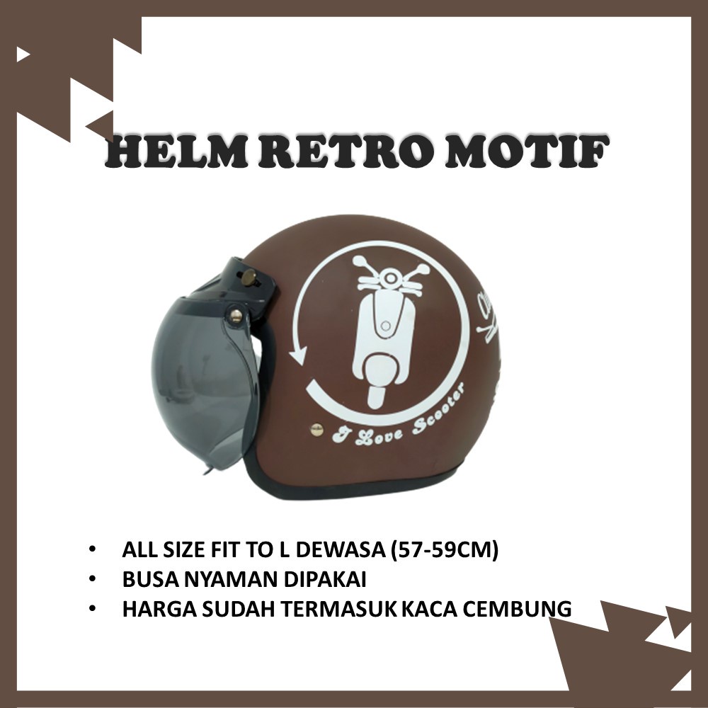 HELM GTR RETRO COPO MOTIF LUCU UNIK MURAH