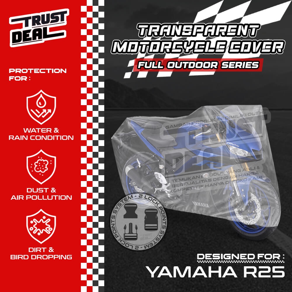 Sarung Cover Motor Plastik Transparan YAMAHA R25 Selimut Penutup TEBAL Anti Air