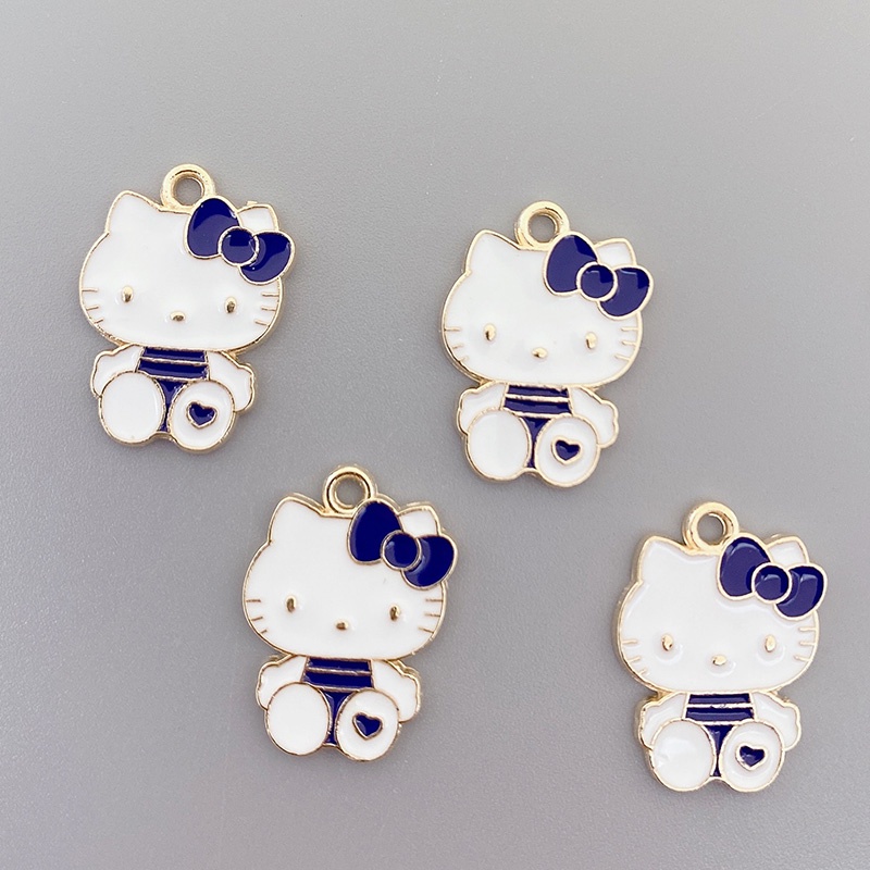 Warna Kartun Paduan Tetesan Minyak Liontin 4 Pcs Lucu Kucing Pesona Busur Cinta Liontin DIY Kalung Gelang