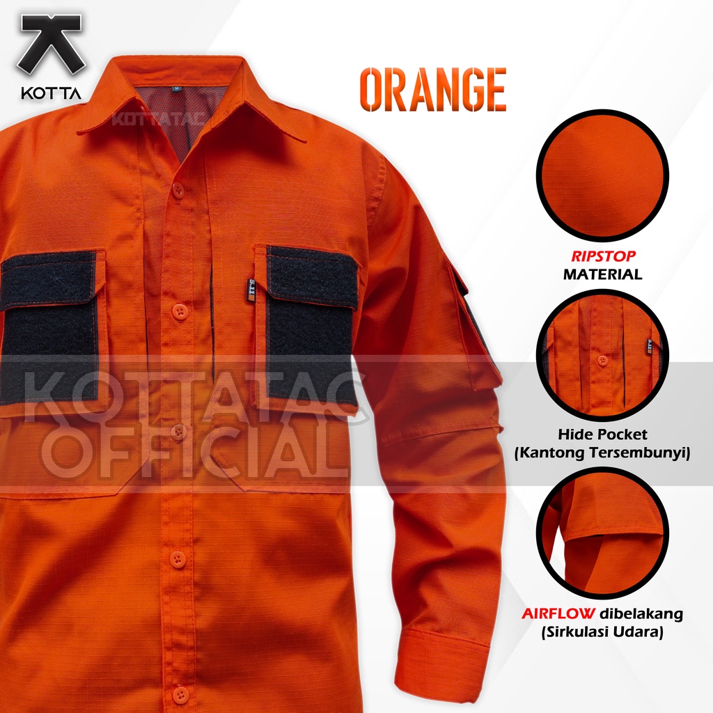 KEMEJA TACTICAL 511 ORANGE LENGAN PANJANG - KEMEJA OUTDOOR ORANYE - KEMEJA PDL OREN - KEMEJA TIM - KEMEJA LAPANGAN - KEMEJA BASARNAS - KEMEJA BPBD OREN