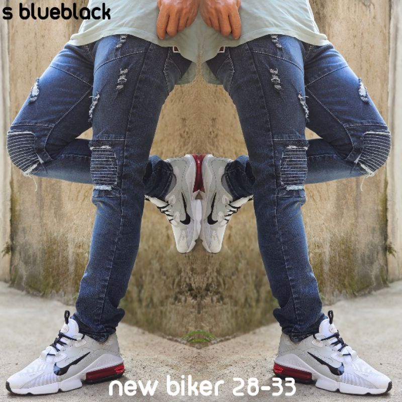 Celana Pria Jeans Biker Sobek Puring Jeans Ripped