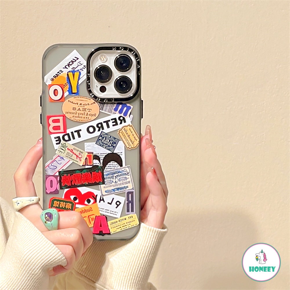 IPHONE Mewah Matte Plating Graffiti Ticket Phone Case Kompatibel Untuk Iphone11 12 13 14 Pro Max Kamera Perlindungan Shockproof Bumper Soft Cover