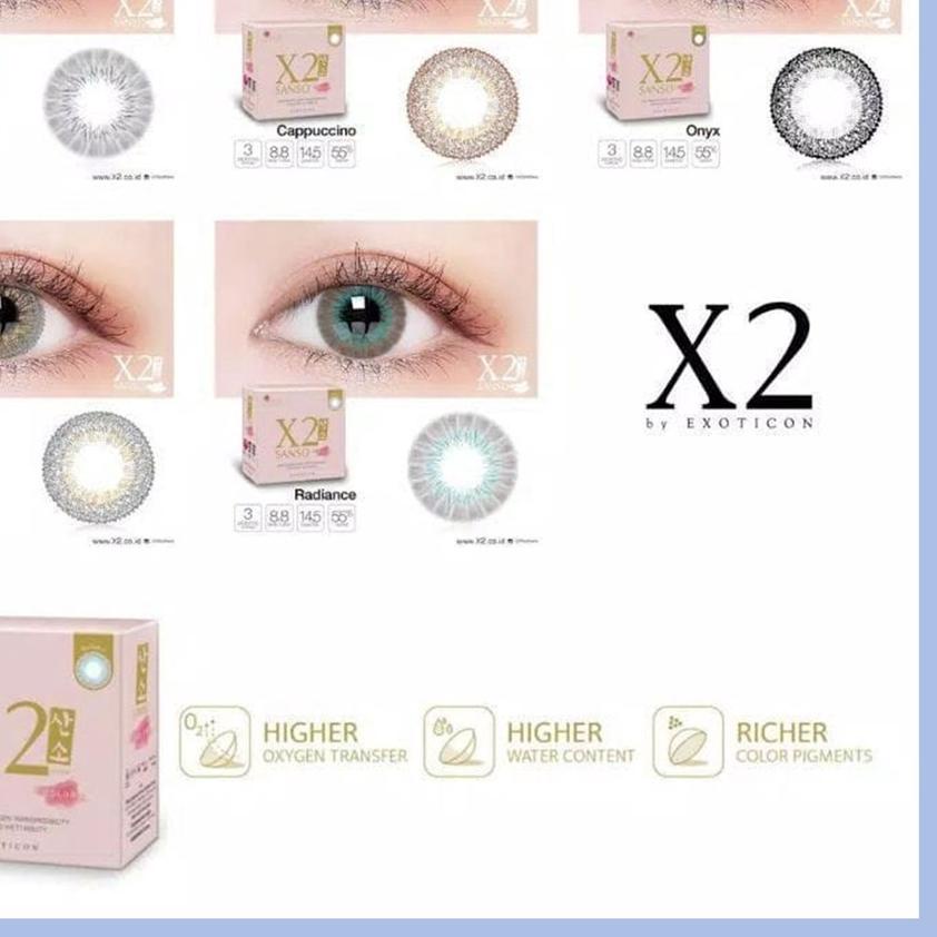 ➮ SOFTLENS X2 SANSO COLOR NORMAL & MINUS -0.50 sd -3.00 FREE LENSCASE DIA 14.5 MM BY EXOTICON SHADOW