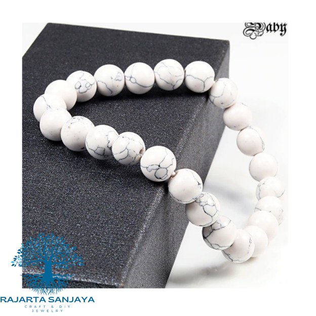 Gelang Howlite Natural Stone Bracelet White Turquoise