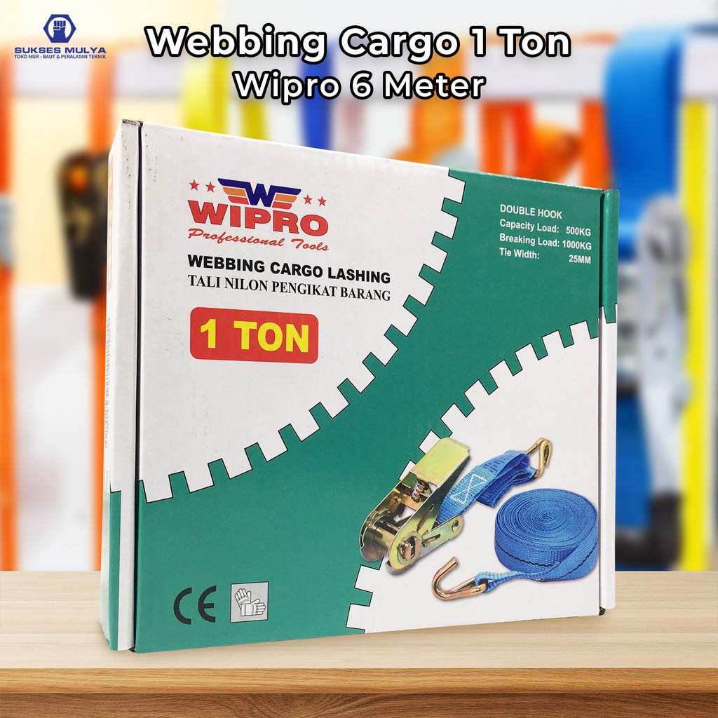 Tali WIPRO 1 Ton 6m webbing cargo / tali pengikat / tali miniatur / track belt / sling belt / tali k