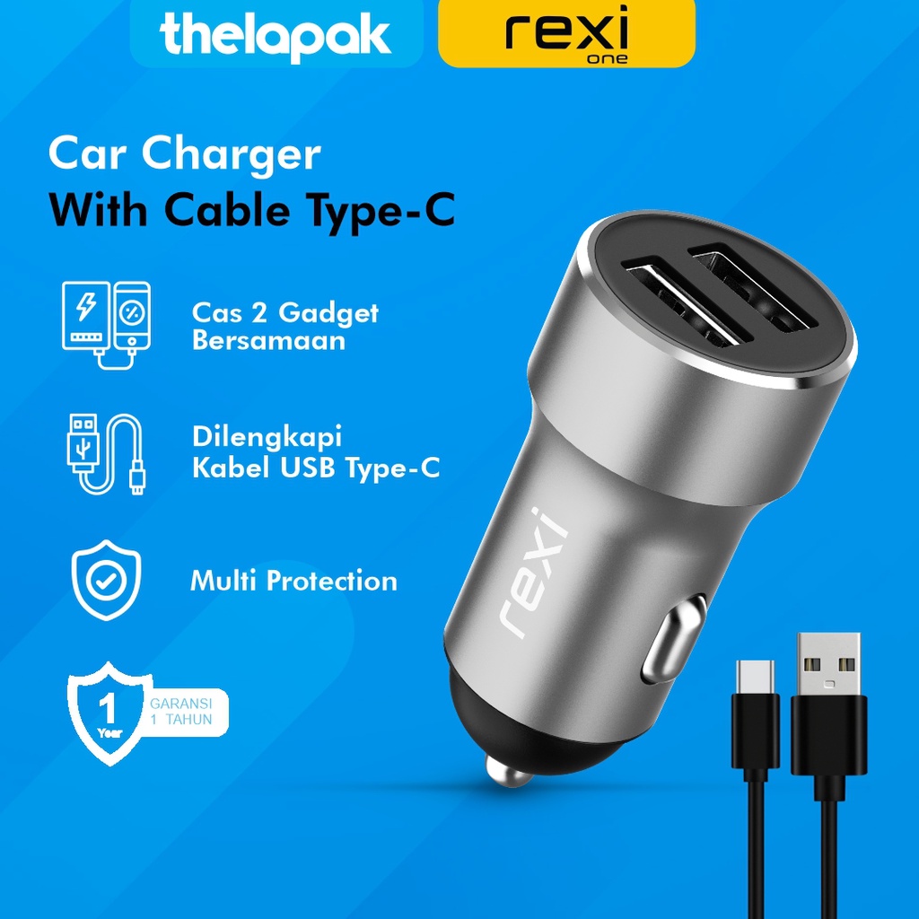 Charger Mobil Type C Rexi GE34-CX Car Charger Fast Charging 3.4A Garansi