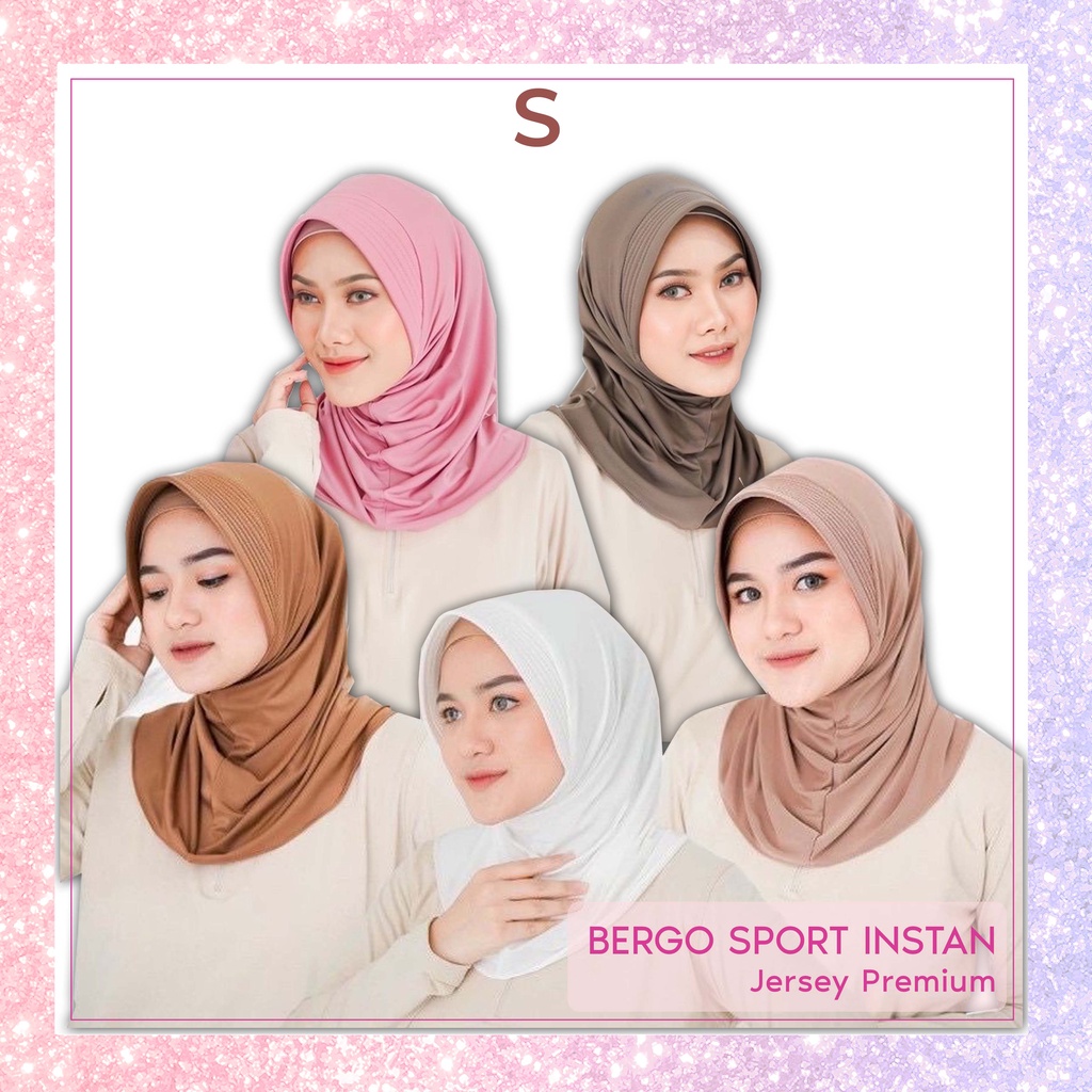 Jilbab Sport / Jilbab Instan / Bergo Sport / Bergo Hamidah / Hijab Sport / Hijab Bergo / Kerudung Sport Size S &amp; M - Warna Lengkap