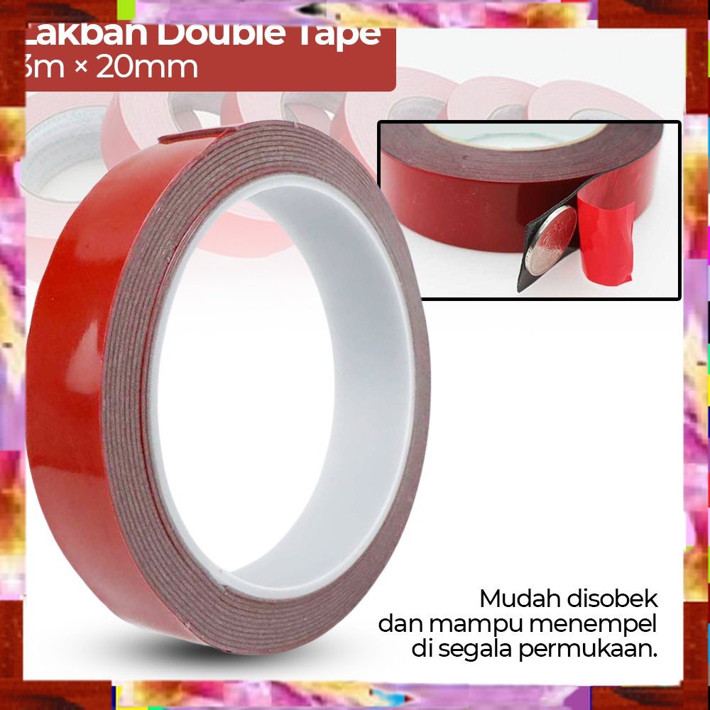 

Termurah Cuci Gudang Lakban Selotip Double Tape 3m x 20mm 1Pcs - SC-3M - Red