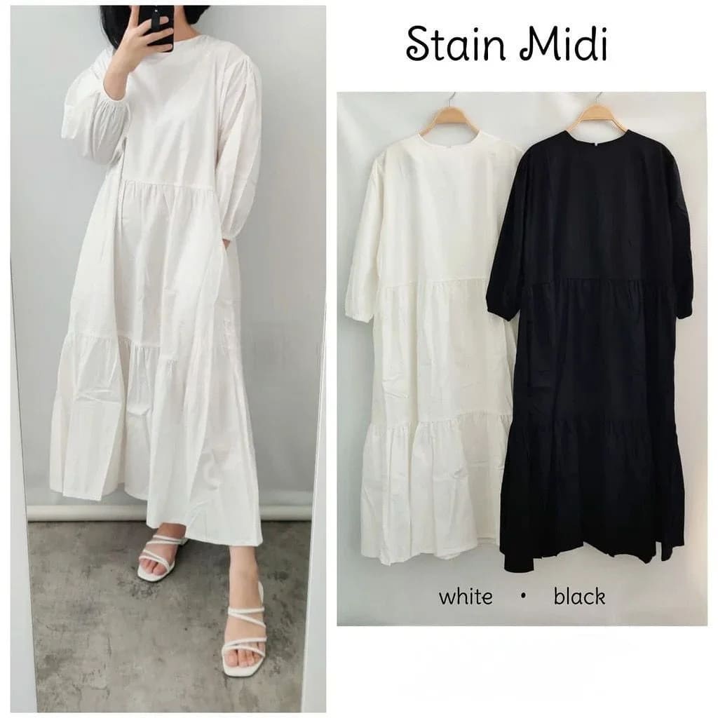 Gamis Terbaru Dalena / Hanin Set Maxy Dress Wanita Muslimah Original S [ Terbaru ] Stain Midi Dress