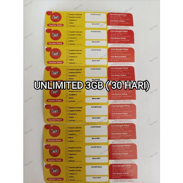 voucher INDOSAT unlimited 3 GB