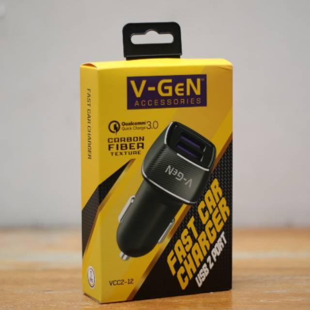 Car Charger 2 Port Fast Charging Qc 3.0 V-Gen Charger Mobil Dual Port