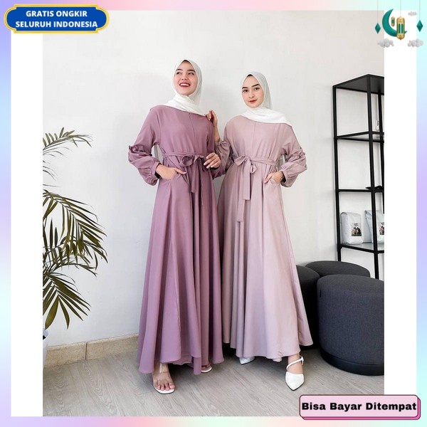 Gamus Perempuan Lebaran2023 Baju Dress Polos Tanggung Ibu Gami Ibuk Busui Pesta Elegan Games Kekinia