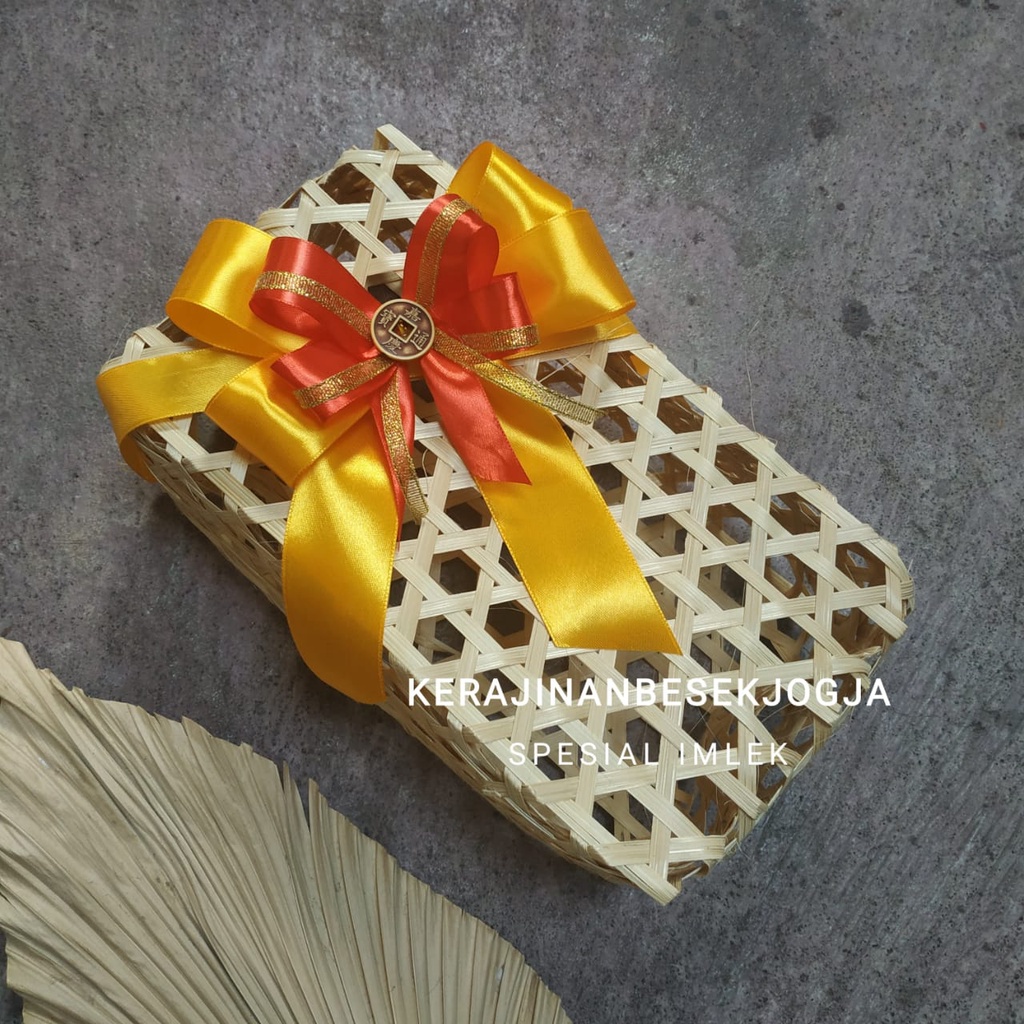 

(IMLEK) KLONGSONG PP 26X15 TINGGI 8CM NATURAL PITA IMLEK keranjang bambu keranjang hampers kotak kado besek murah anyaman bambu