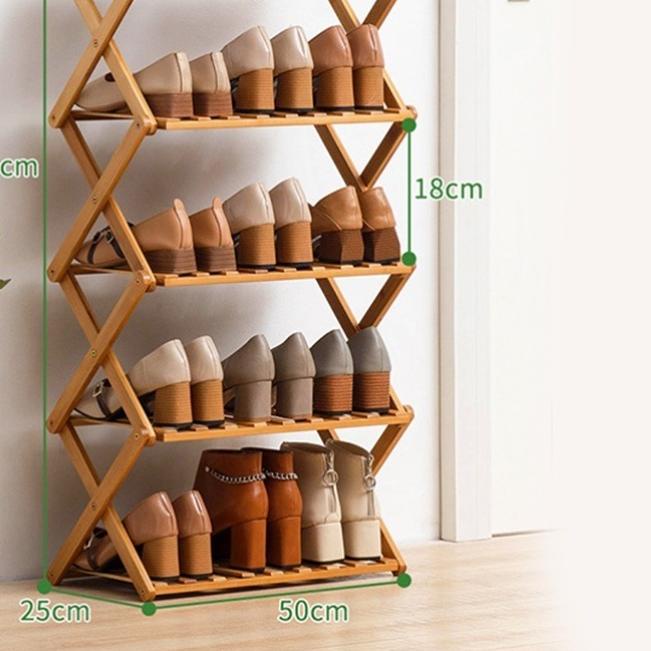 ✯ Muzy Rak Sepatu Kayu Zig zag Rak Tanaman Rak Bunga Hiasan Rak Serbaguna Tempat Sepatu Silang HRS20
