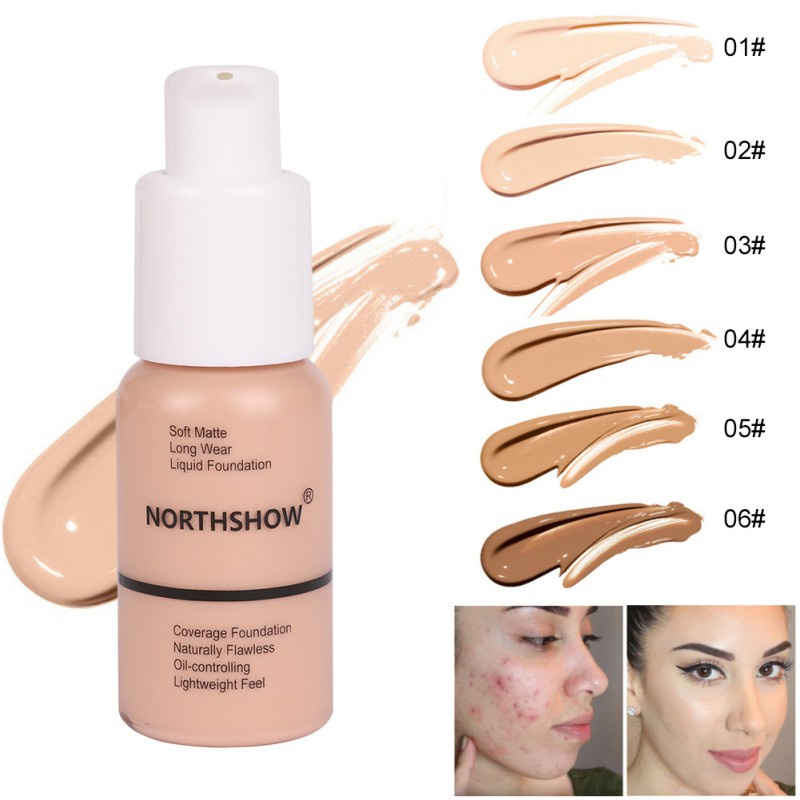 original NORTHSHOW Foundation naturally flawless,oil controlling,long wear,full coverage,lightweight feel,soft matte finish liquid foundation