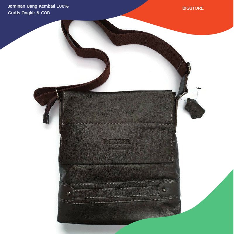 Tas Kulit Sapi Asli Premium Pria Wanita Slendang Kantor Formal Casual Dosen Guru