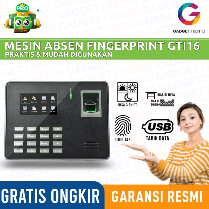 

[[JNT COD]] Mesin Absensi Sidik Jari GTI 16 / Absen Fingerprint Termurah