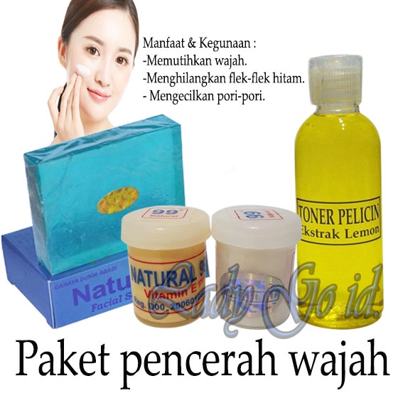 Paket Cream Natural 99 Cream Siang Dan Malam + Sabun Natural CDA + Plus Toner Pelicin Wajah Ekstrak Lemon 30ml / Toner Lemon Whitening