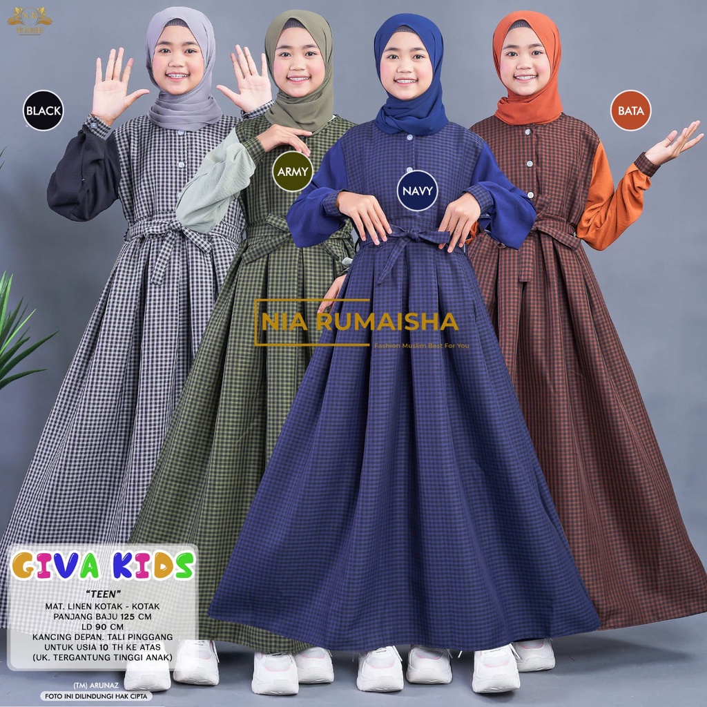 Giva Kids Anak Remaja Dres Gamis Muslim Original Produk By Ori Naura Nia Rumaisha