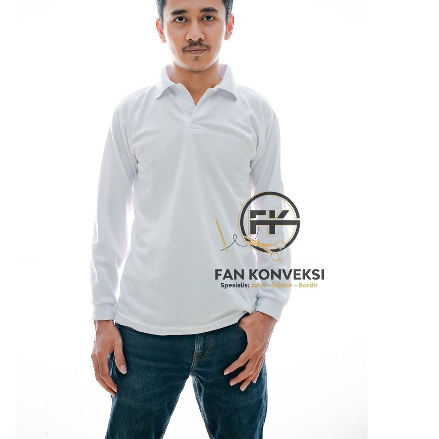 [cod] Polo Shirt Lengan Panjang Putih Cowok Cewek / Polo Polos / Baju Polo Polos / Baju Seragam