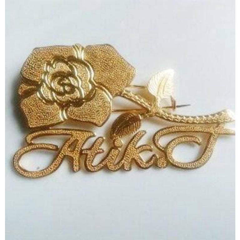 Bros nama lapis emas 24K bunga besar GOLD PREMIUM