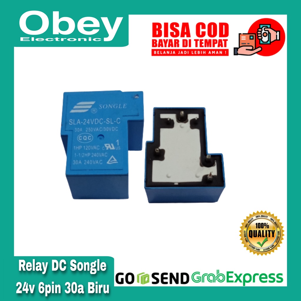 Relay dc songle 24v 6p 30A biru