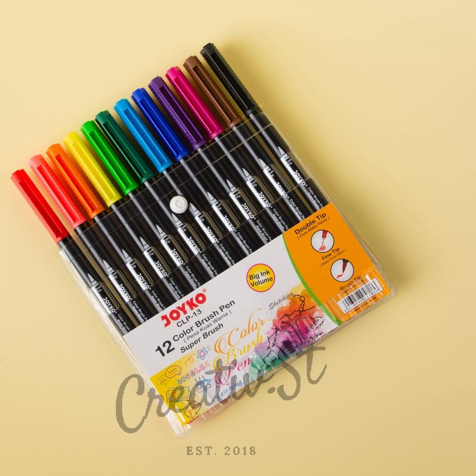 

Paling Menarik Joyko Brush Pen 12 Warna Brush + Fine Tip CLP-13 SET