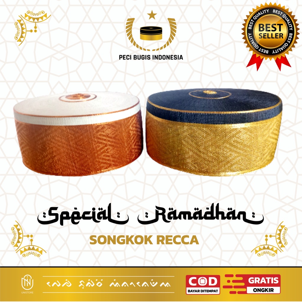 Songko Recca Tembaga imitasi emas Kualitas No. 2 / Peci Tembaga Asli / Songkok Tembaga / Songko Recc