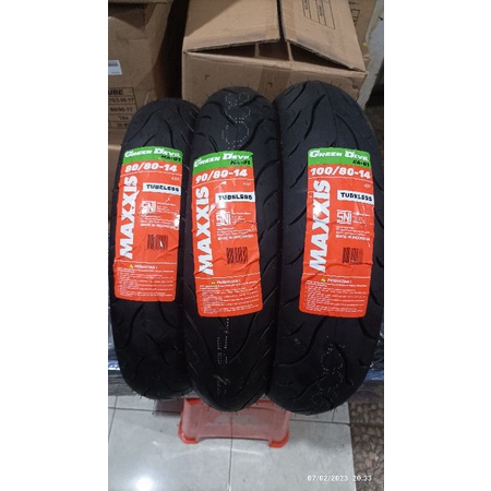 new ban tubles maxxis green devil ma-g1 (80/80-14, 90/80-14, 100/80-14), produk dijamin asli ori !!! free pentil !!!