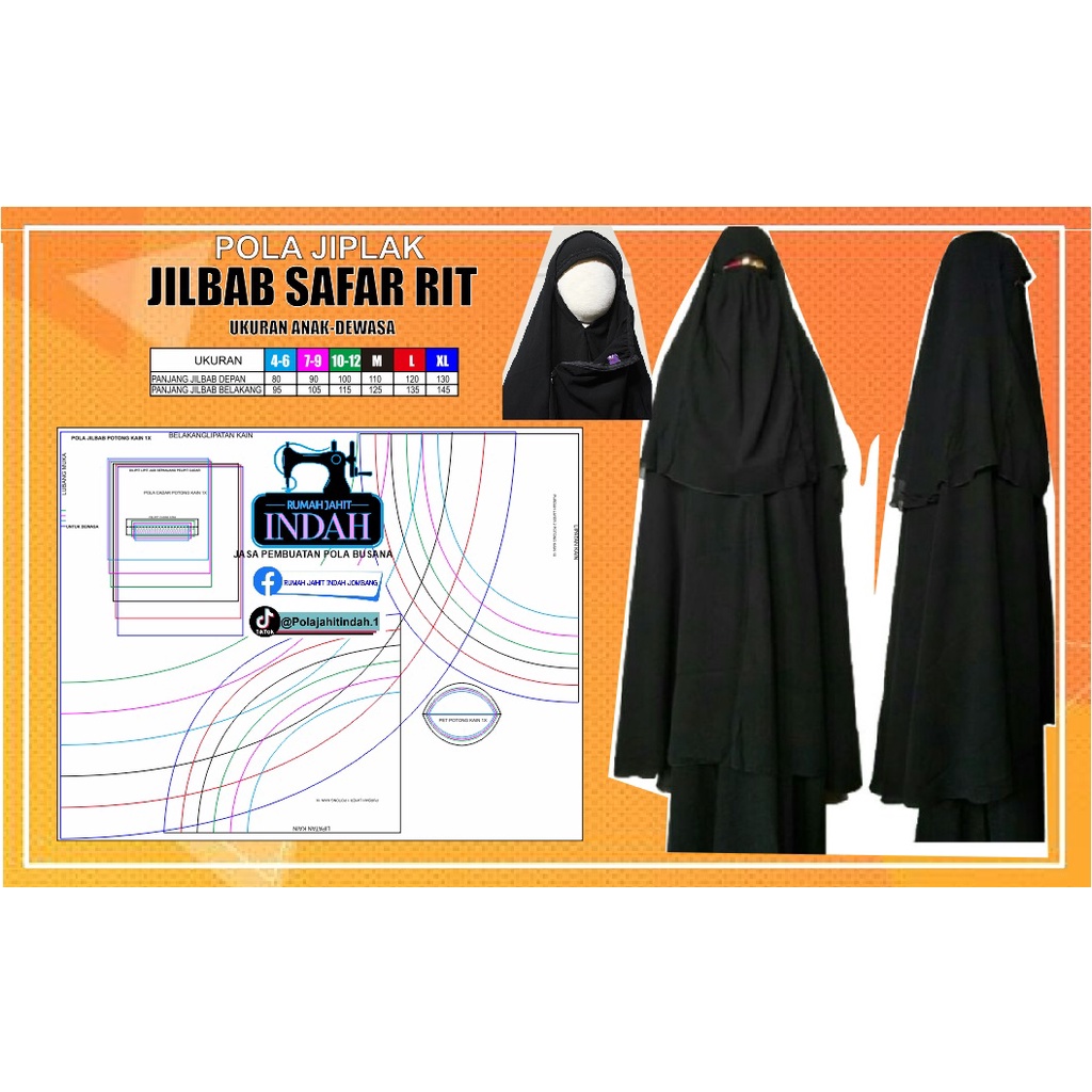 POLA JILBAB SAFARI POLA NIQAB ANAK DEWASA