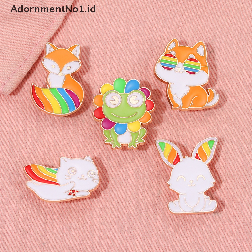 [AdornmentNo1] Hujan Hewan Lucu Enamel Pin Anjing Rubah Kucing Kelinci Kodok Bros Kerah Lencana Ransel Karton Lencana Hadiah Perhiasan Hadiah [ID]