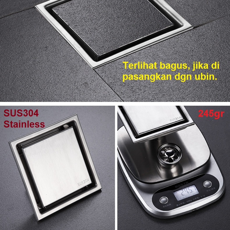 Floor drain Black Stainless Anti Serangga Kecoa Tikus Tikus Minimalis