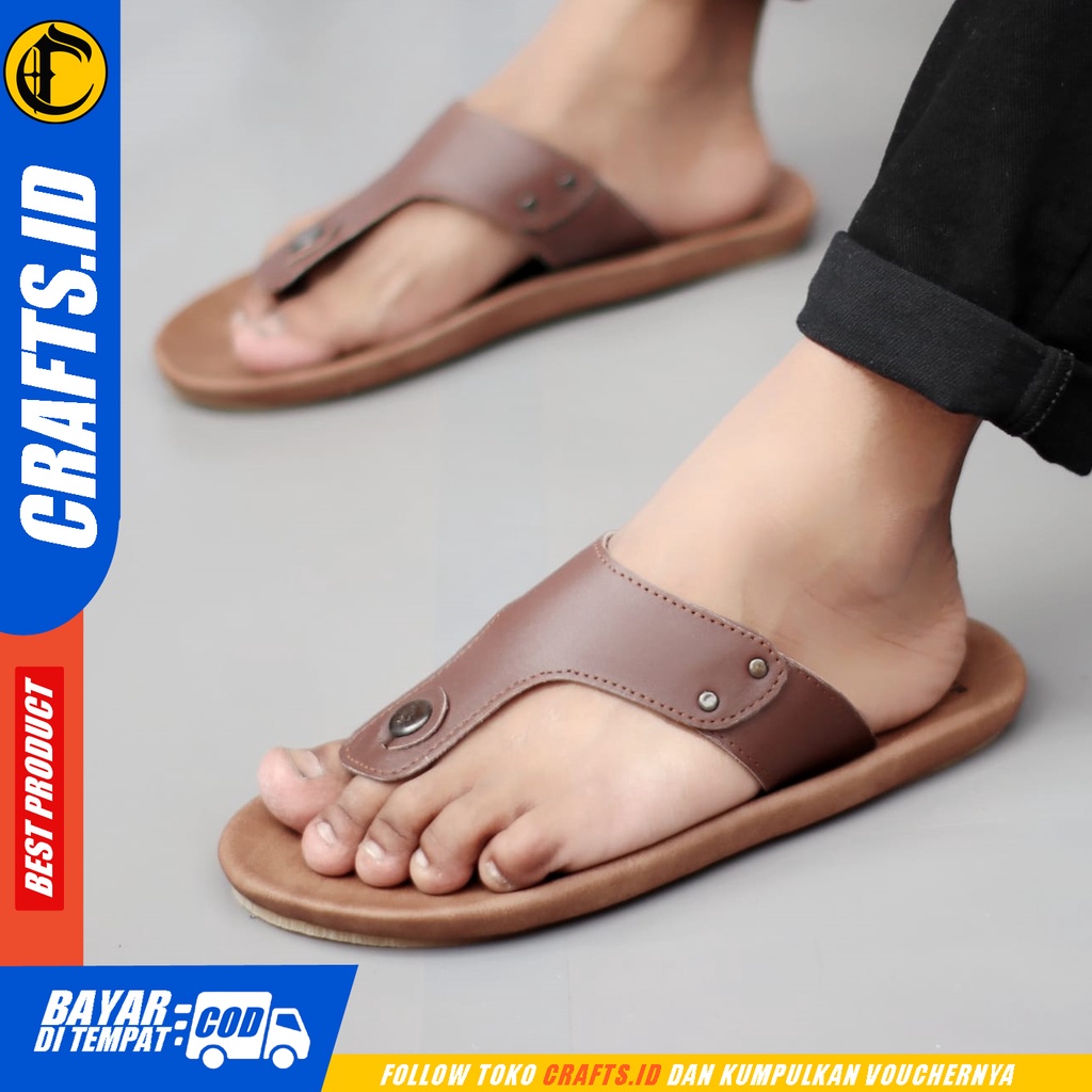 Sandal Jepit Pria Kulit Asli Crafts Walet