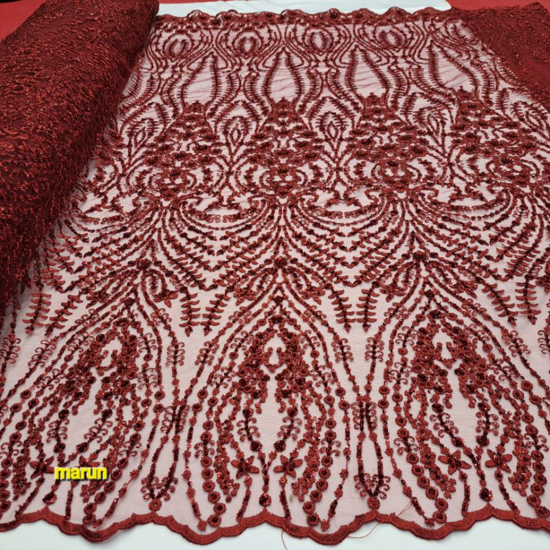 (COD) bakal kain kebaya tulle elibs payet mewah/kain tille meteran elishaab payet/kain-meteran/ baju