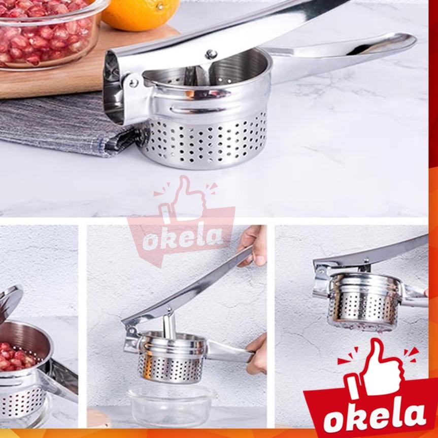 ֍ Okela - Alat Penghancur Pelumat Kentang Wortel Press Kentang Pemeras Buah Sayur Serbaguna Potato M
